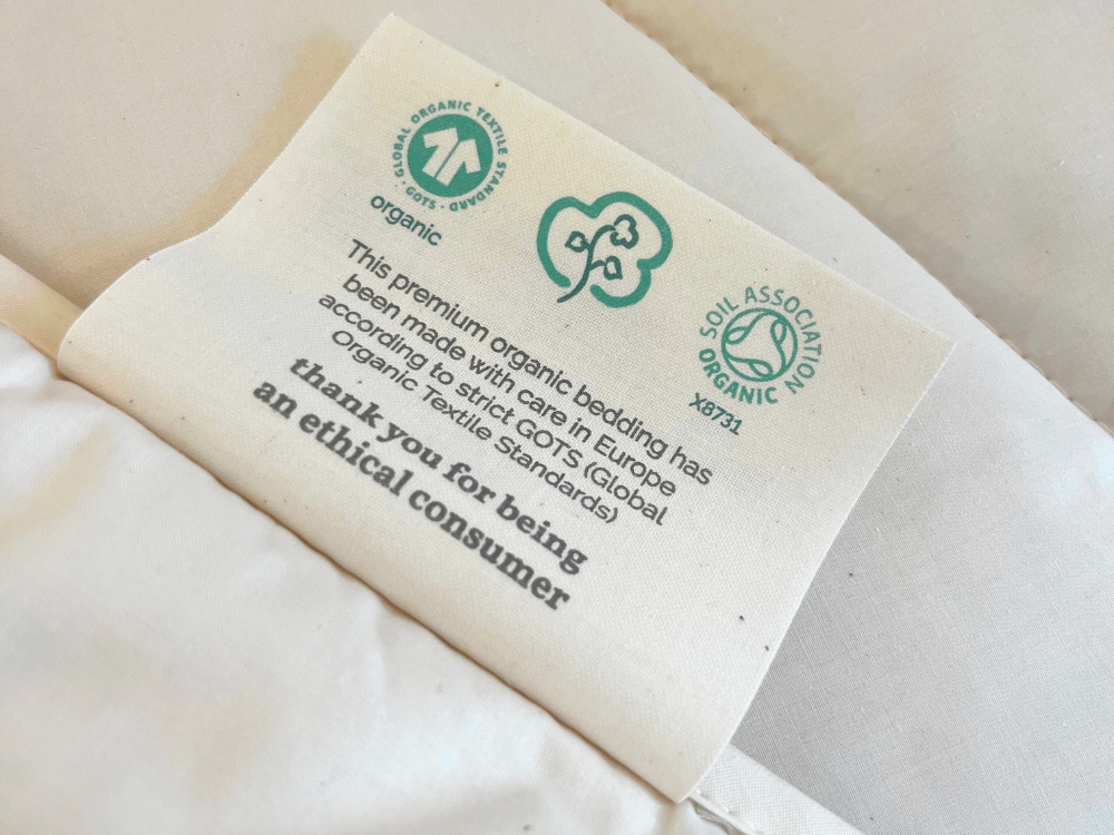 global organic textile standard logo on a fabric label